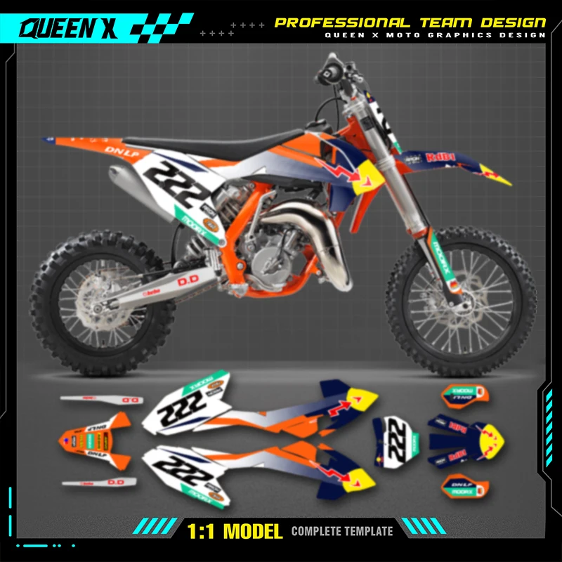 Queen X MOTOR Motorcycle Graphics Decal Stickers Kit Number Name Cusotm For KTM SX65 SX 65 2016 2017 2018 2019 2020-2023