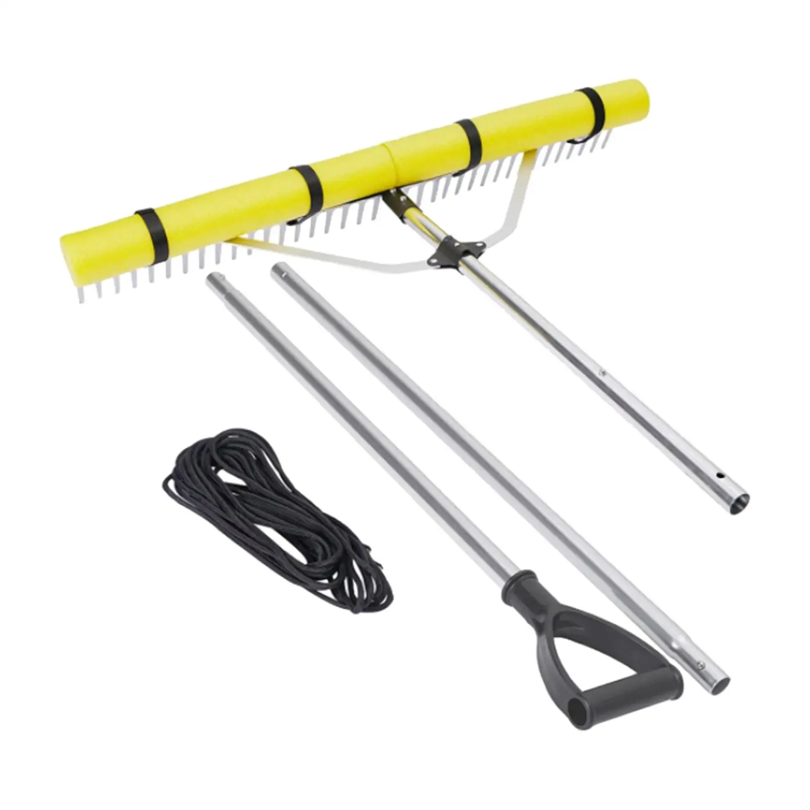 

92cm Head Floating Lake Pond Rake for Weed Algae Removal Simple Installation Versatile with 2 Foam Floats 7.5ft Extended Handle