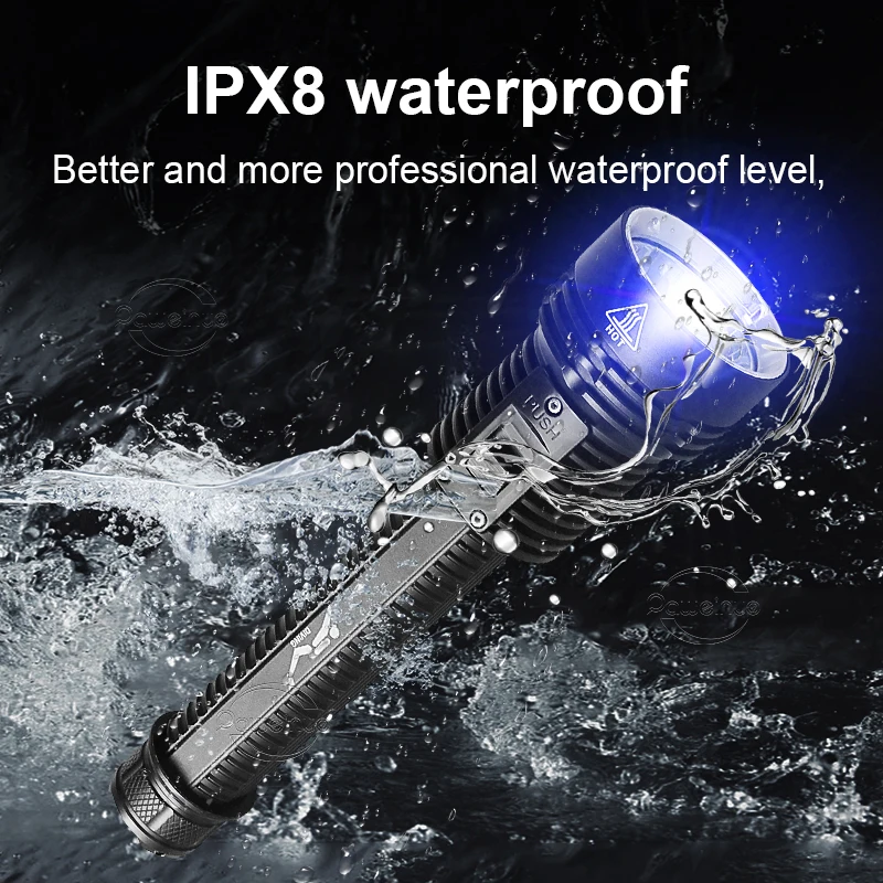 Super Powerful Diving Flashlight Torch Professional Scuba Diving Flashlight IPX8 Waterproof LED Flashlight Underwater Lantern