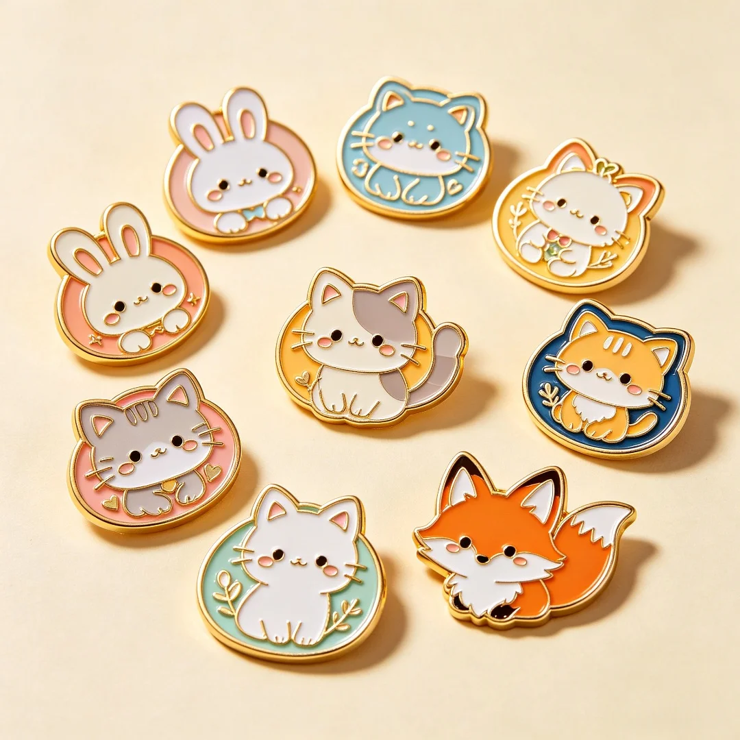 Custom Cute Animal Enamel Pins Personalized Cat Rabbit Fox Lapel Badges Customizable Cartoon Metal Brooch Backpack Jewelry Gift - Detail 1