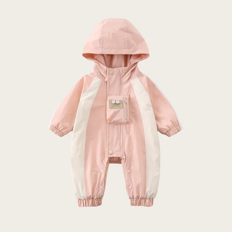 

Newborn Baby Clothing Windproof Hooded Romper 0-3Y Baby Girls Clothes Outdoor Jumpsuit Baby One Piece Jumpsuit with Pocket