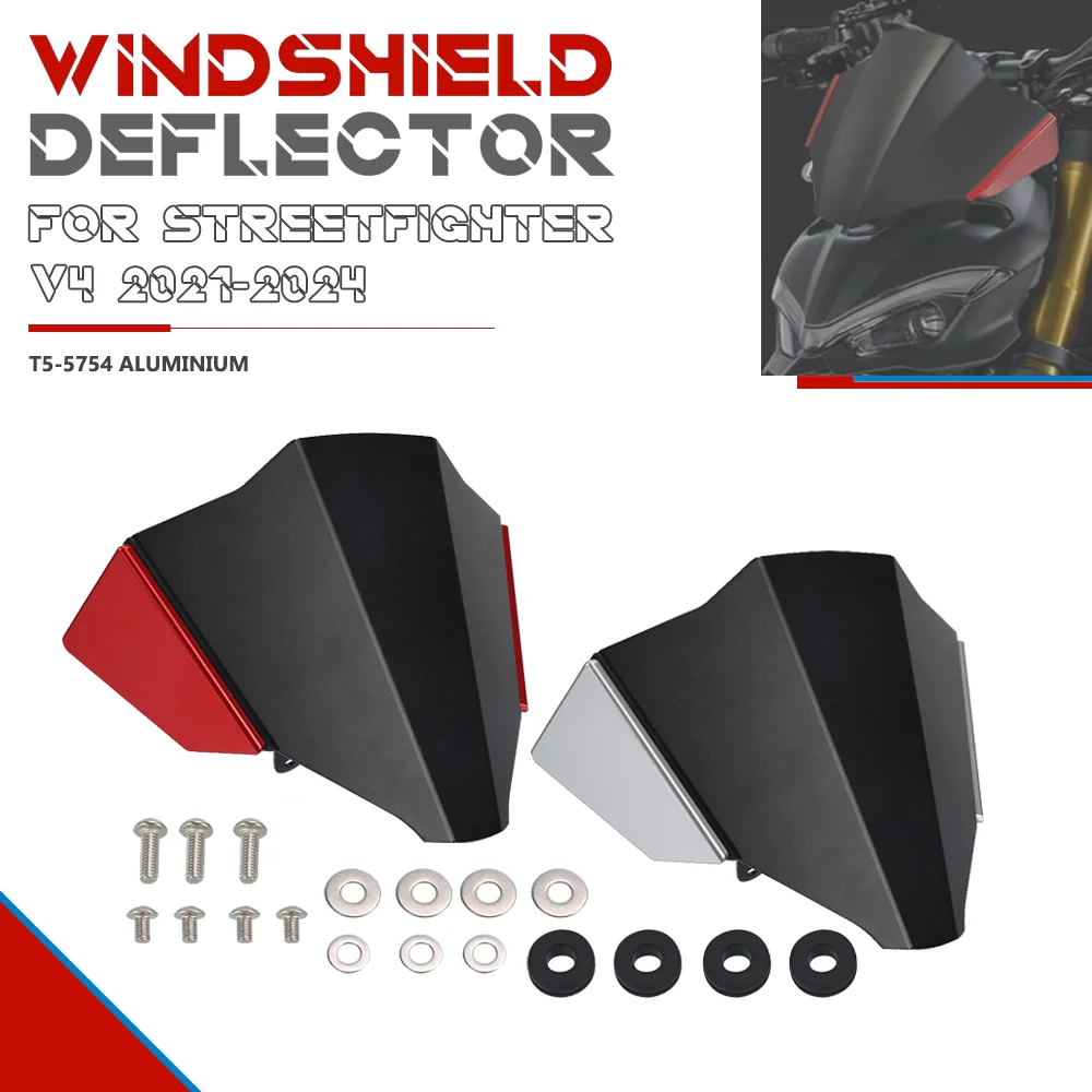 

For DUCATI Streetfighter V4 V4S 2020 2021 2022 2023 Windshield Visor Windscreen Fairing Wind Deflector Protector Accessories Kit