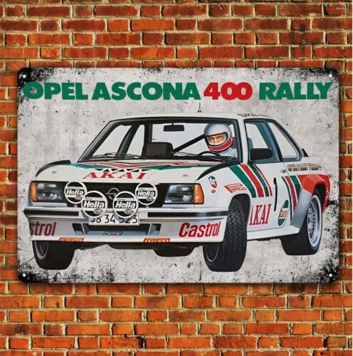 Opel Ascona 400 Rally Racing Car Metal Poster - 20x30cm Garage Tin Sign