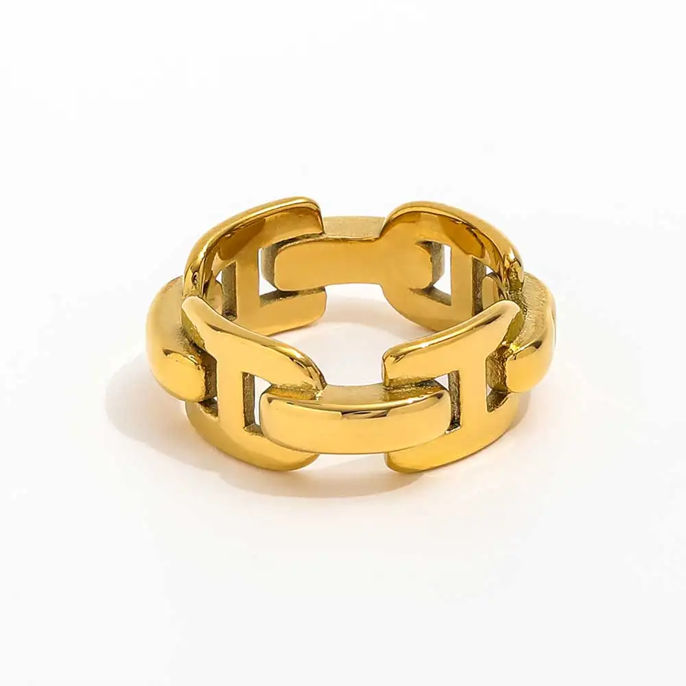 Joolim High End PVD Fashionable Easiest Chain Joint Ring For Women Stainless Steel Jewelry Wholesale