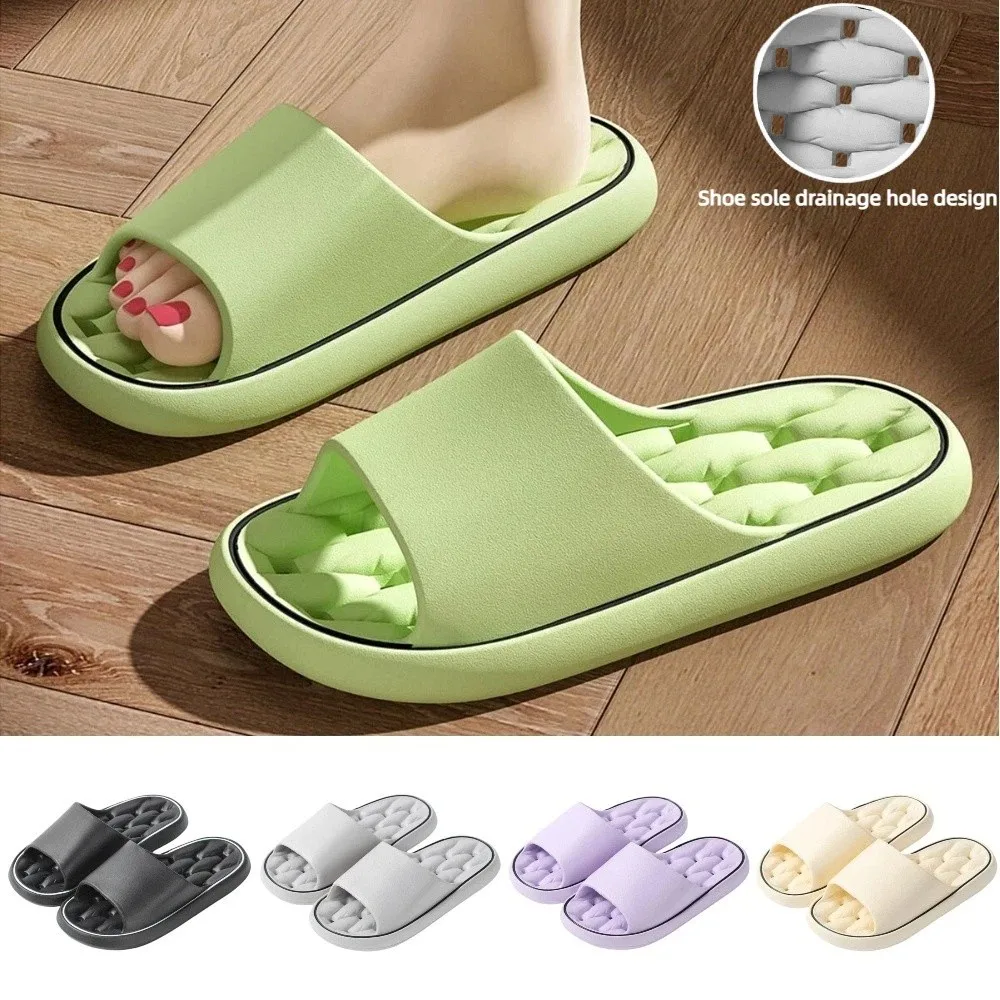 

EVA Summer Bathroom Slippers Quick-Drying Soft Bottom Couples Leaky Slippers Lightweight Anti-Slip Women's Home Slippers