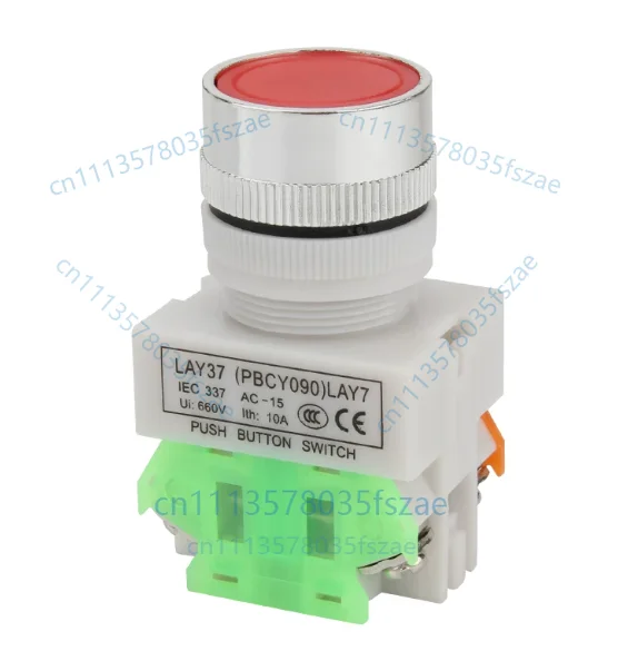 Accessories 1pcs switch button lay37-11bn (y090-11bn) flat button reset switch red and green 10a