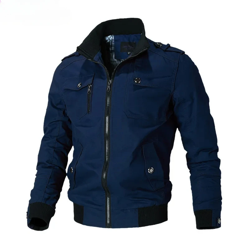 Chaqueta de algodón con cuello de moda para hombre, abrigo de trabajo al aire libre con múltiples bolsillos, ropa de entrenamiento a prueba de viento para motocicleta, 5XL, Otoño e Invierno