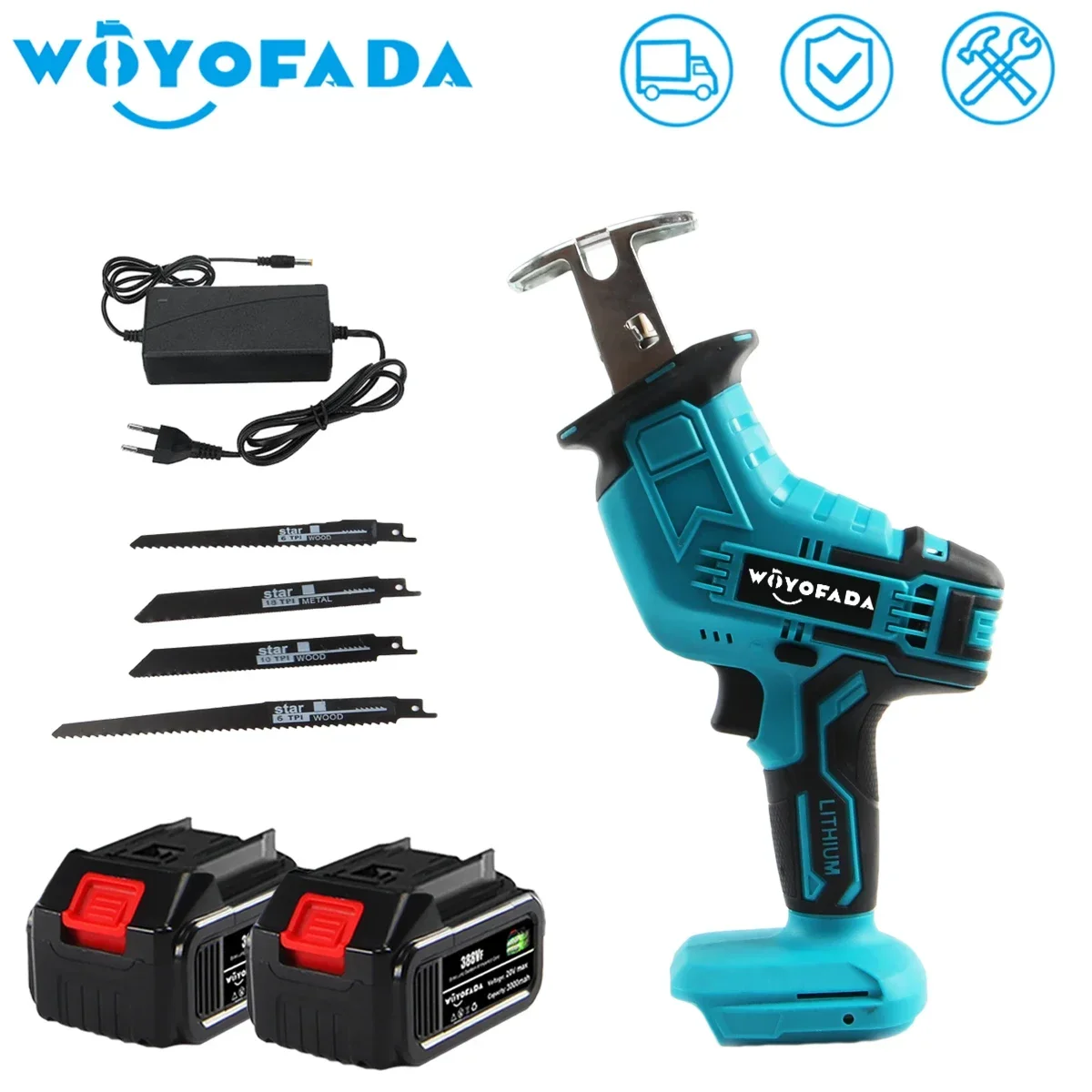 Cordless Reciprocating Saw Multifunctional Lithium Reciprocating Saw Chainsaw Wood Metal PVC Pipe Cutting For Makita 18V Battery