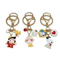 Anime Kawali Peanuts Snoopy Charlie Lucy Car Keychain Bag Pendant Diy Accessories Cartoon Cute Kids Toys Birthday Gift For Girls