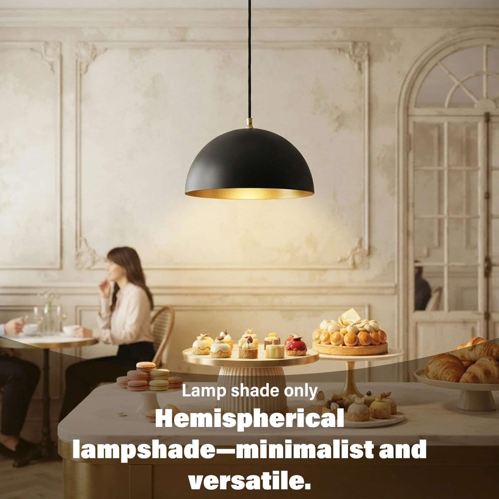 โคมไฟโลหะทรงโดมครึ่งวงกลมสีดำท - Geometric Lamp Shade บทวิจารณ์และราคา