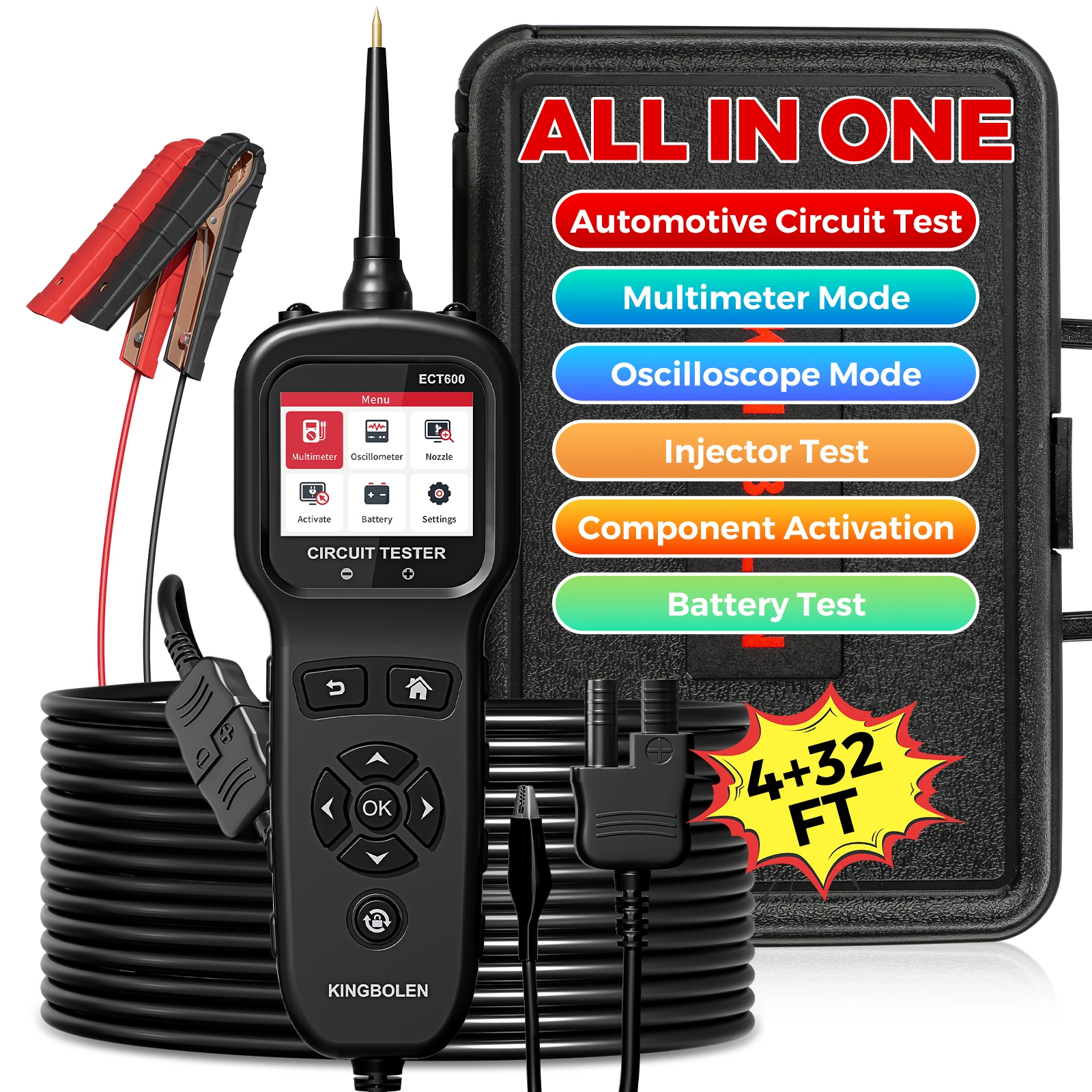 

Kingbolen новый автоматический тестер цепей ECT600 12 В/24 В тестер автомобильного аккумулятора с функцией очистки электрический автоматический сканер