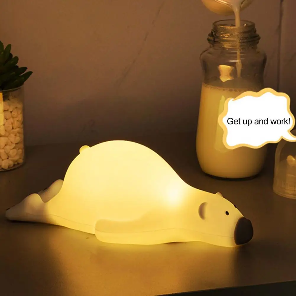 Eco-friendly Cartoon Night Lamp Silicone Bear Night Light Soft Lighting Illumination Bedroom Cartoon Night Light Ornament