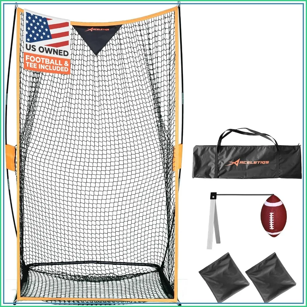 Portable Football Kicking Net 7x4 ft with Target Zone, Includes Sand Bag, Ball, Pump, Tee, Carry Bag