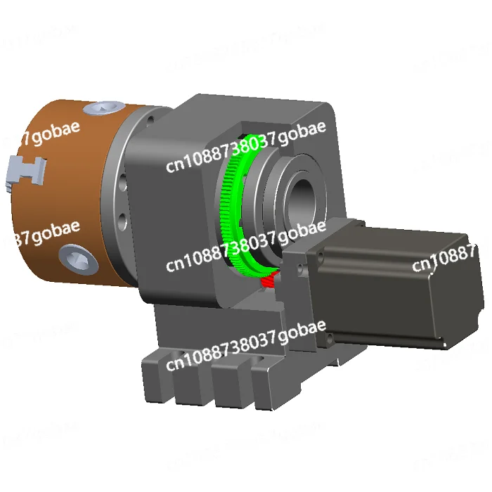 Numerical control indexing head, fourth axis A axis, rotating axis, three-jaw chuck, medium height 100mm through hole
