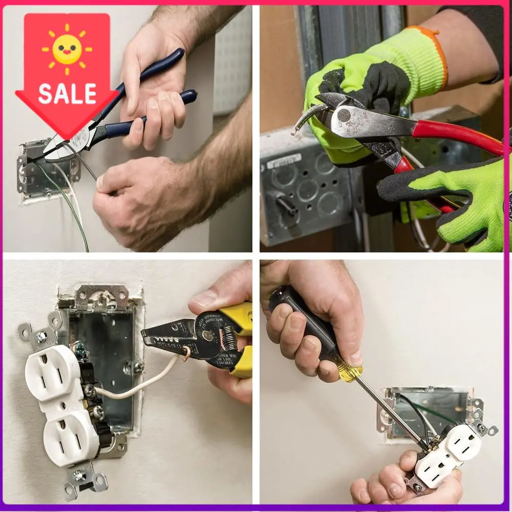 Sale price 92906 Tool Set, Basic Kit has Klein Hand Tools for Apprentice or Home: Pliers, Wire Stripper / Cutter, Screwdrivers,