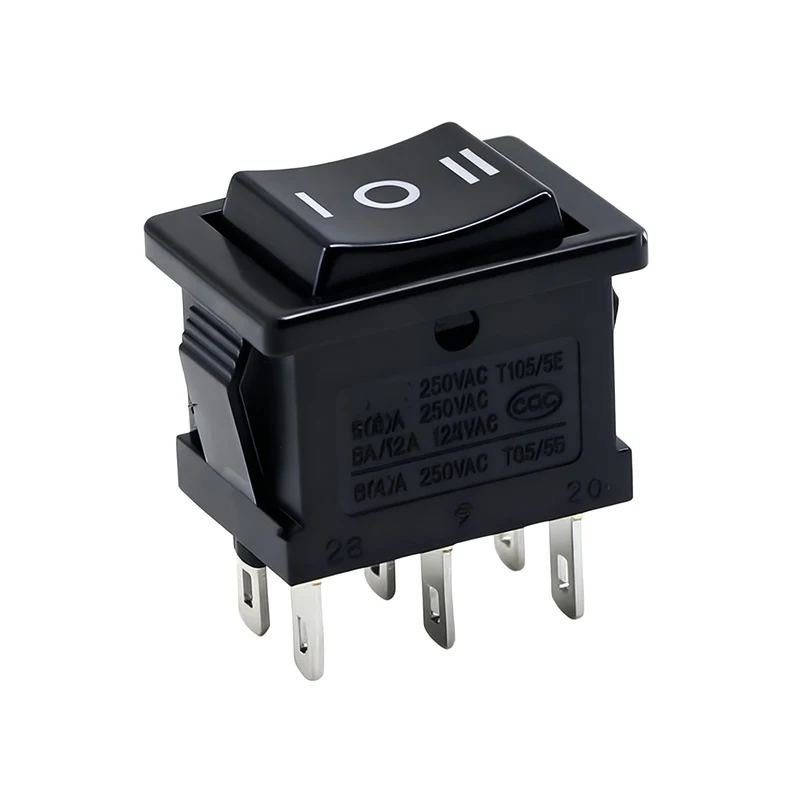 15x21mm KCD1 Mini Rocker Switch ON/OFF/ON 3 Position 2PCS 3 Pin  6 Pin AC 250V/6A 125V/10A Black DPDT for Car Boat Marine