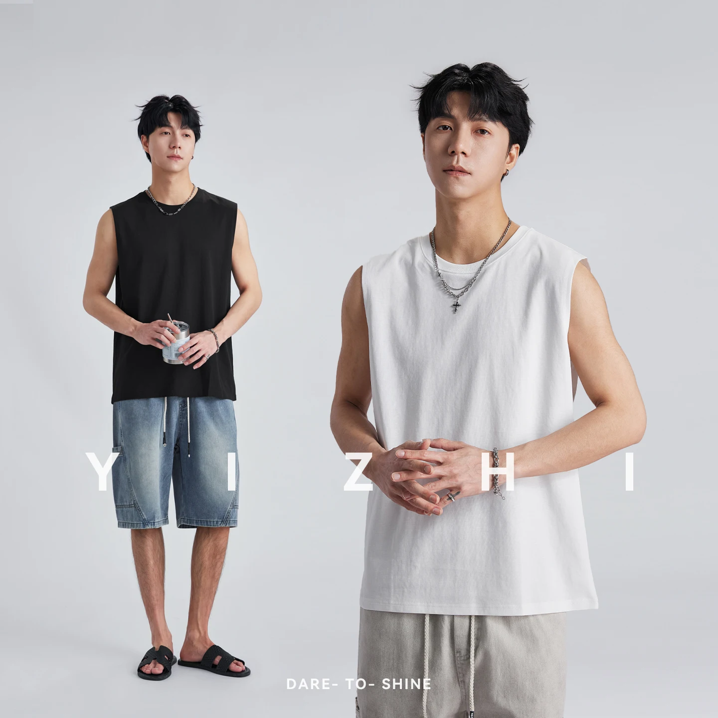 

2026 Summer Men's Loose Sleeveless Vest Solid Color Breathable Skin-Friendly Casual Athletic Tank Tops