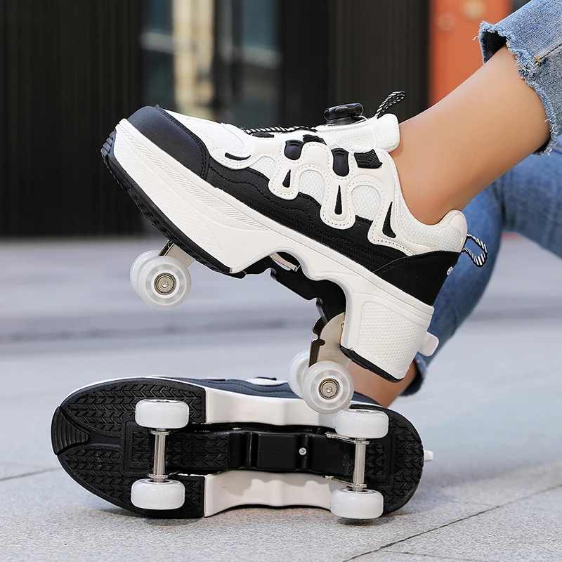 2026 Children's Big Wheel Walking Shoes, Outdoor Roller Skates, Extendable Wheel Roller Skates, Teenagers Sneakers Kids Gift view 4