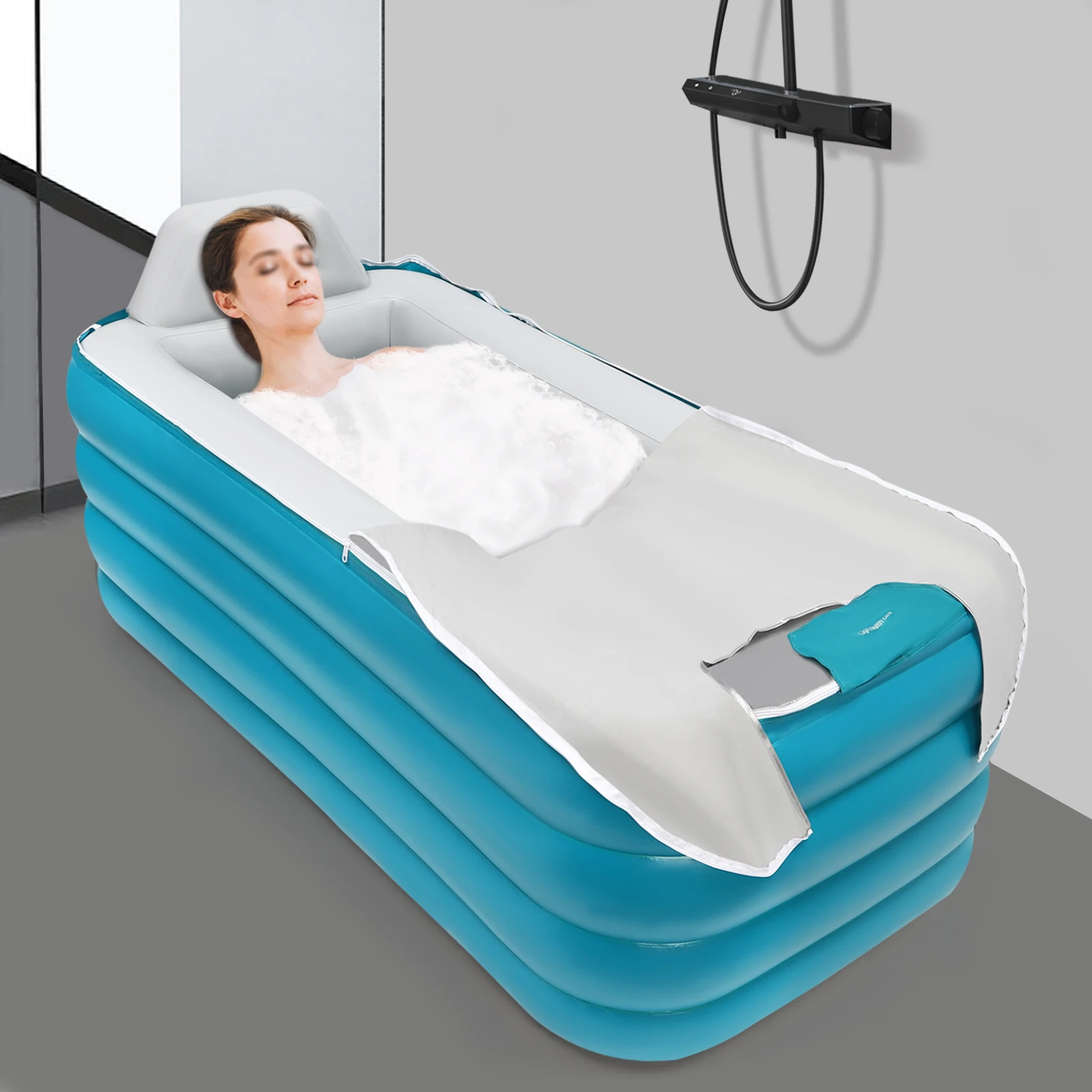 

Rectangle Foldable Portable Inflatable Adult Bath Tub PVC Free-Standing Blow Up Bathtub for Adult Spa with Electric Air Pump