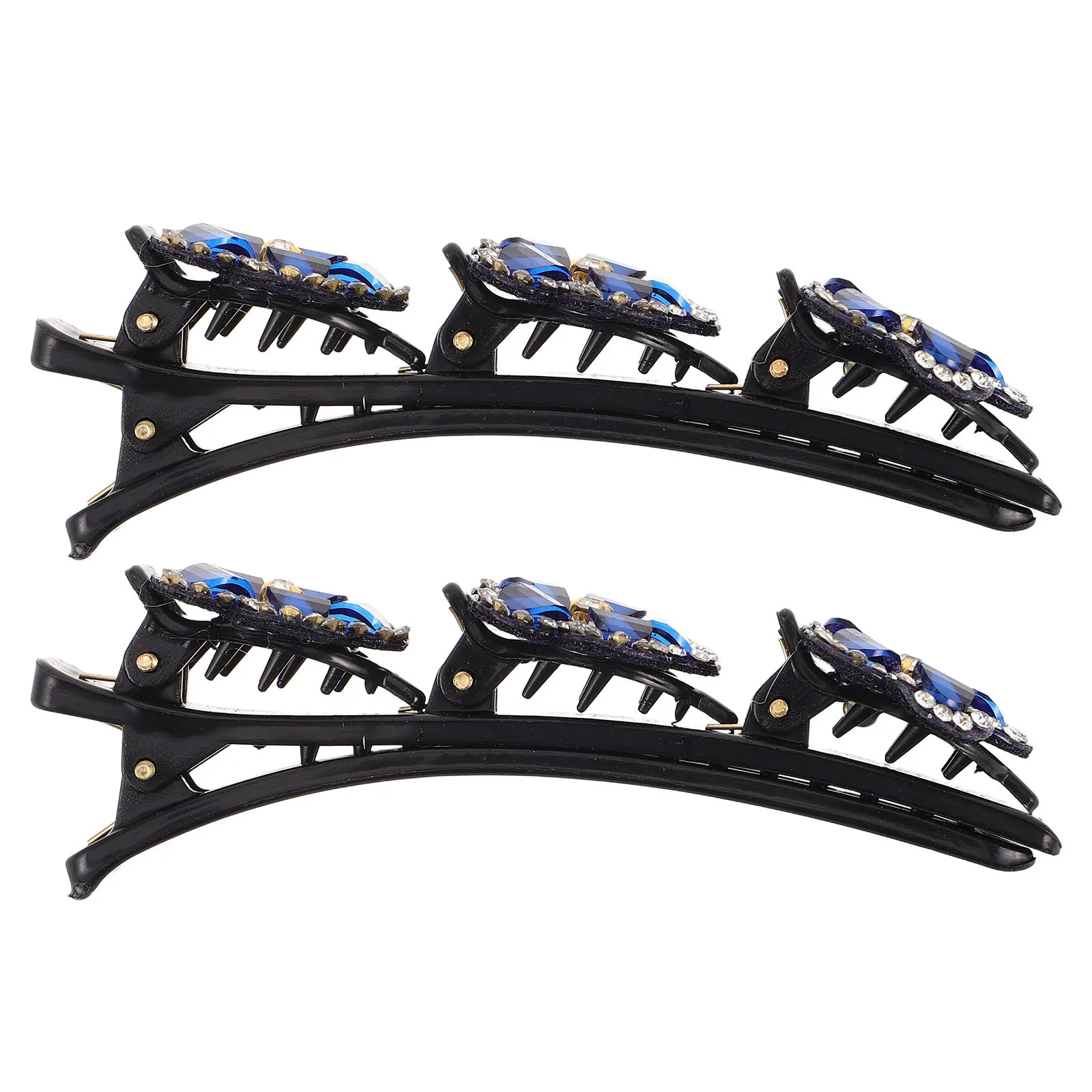 

2Pcs Hair Styling Clips for Women Flower Barrettes with Imitation Stones Secure Braid Updo Claw Clip Daily Wear Shine