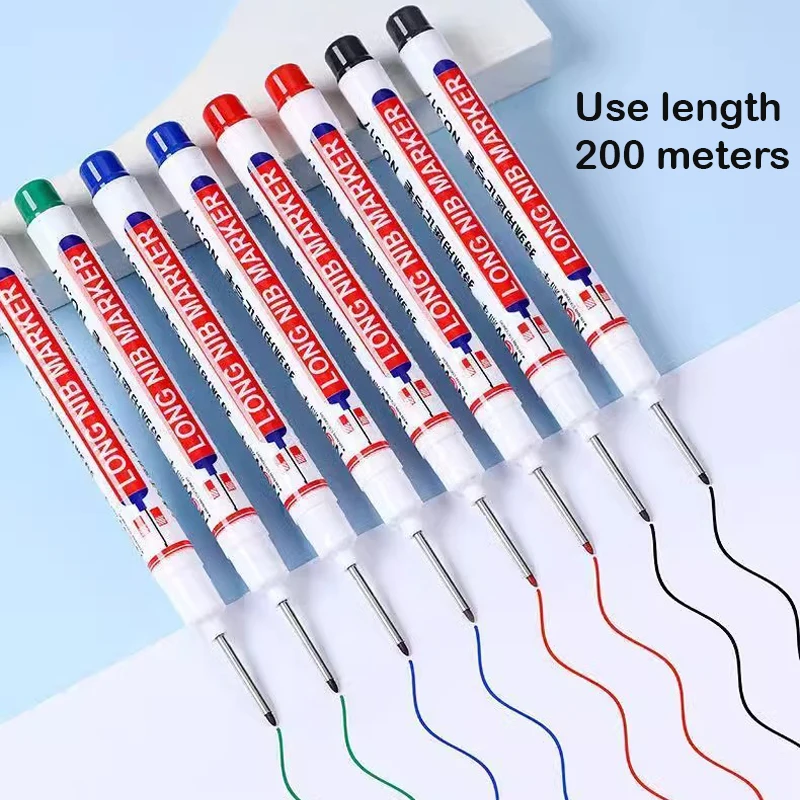 5Pcs 20MM Red/Black/Blue/White Ink Long Head Markers Bathroom Woodworking Decoration Multi-purpose Deep Hole Marker Pens