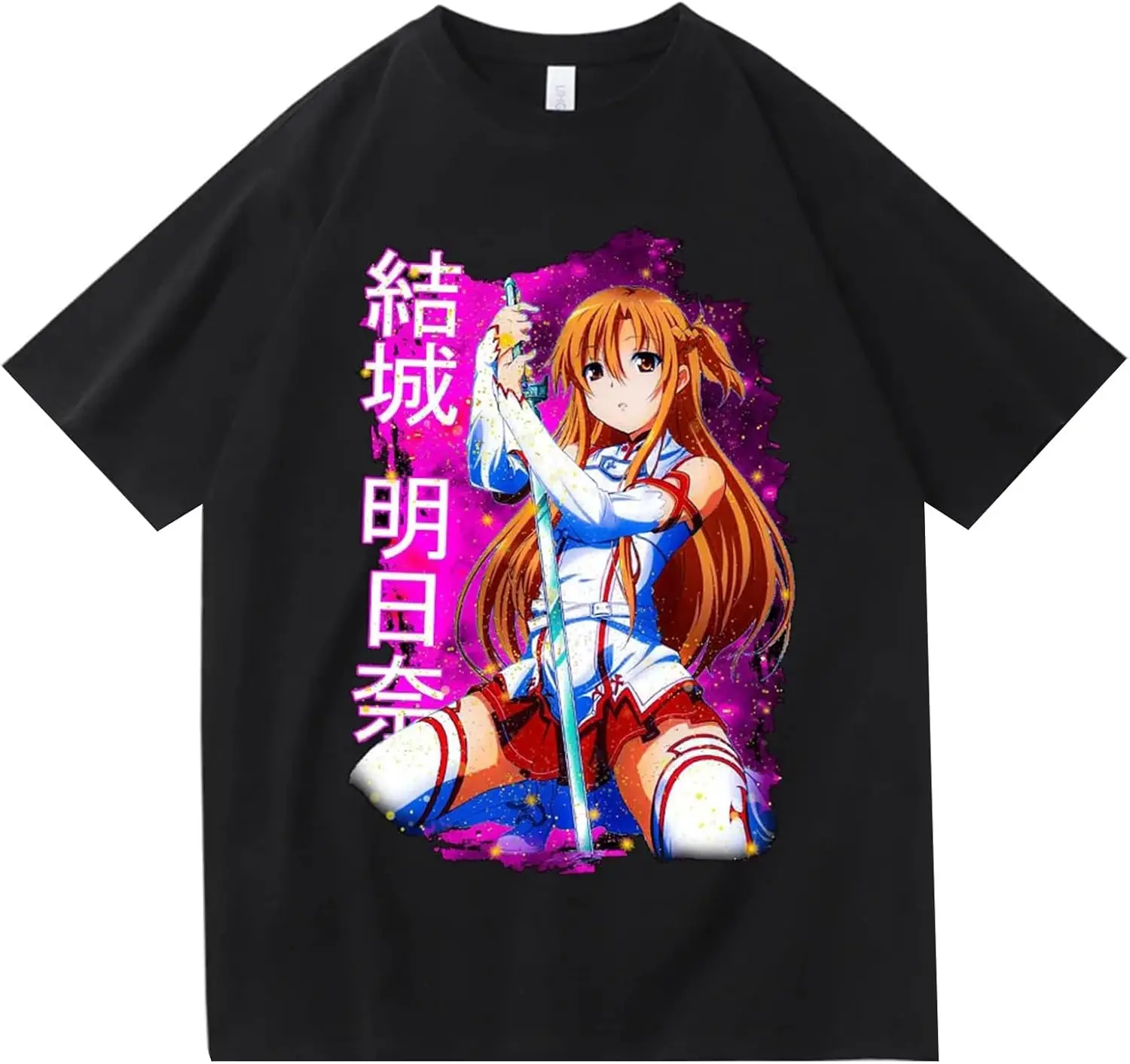 

Sword Art Online Asuna T-Shirt Harajuku Manga Sword Art Online Charakter Bedrucktes Kurzarm-T-Shirt Yuuki Asuna Cosplay Kostüm