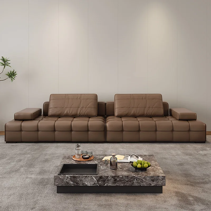 for Italian Lawrence Straight Row Sofa Minimalist Living Room Villa Leather Sofa Hotel Free Combination Custom Material Sofa