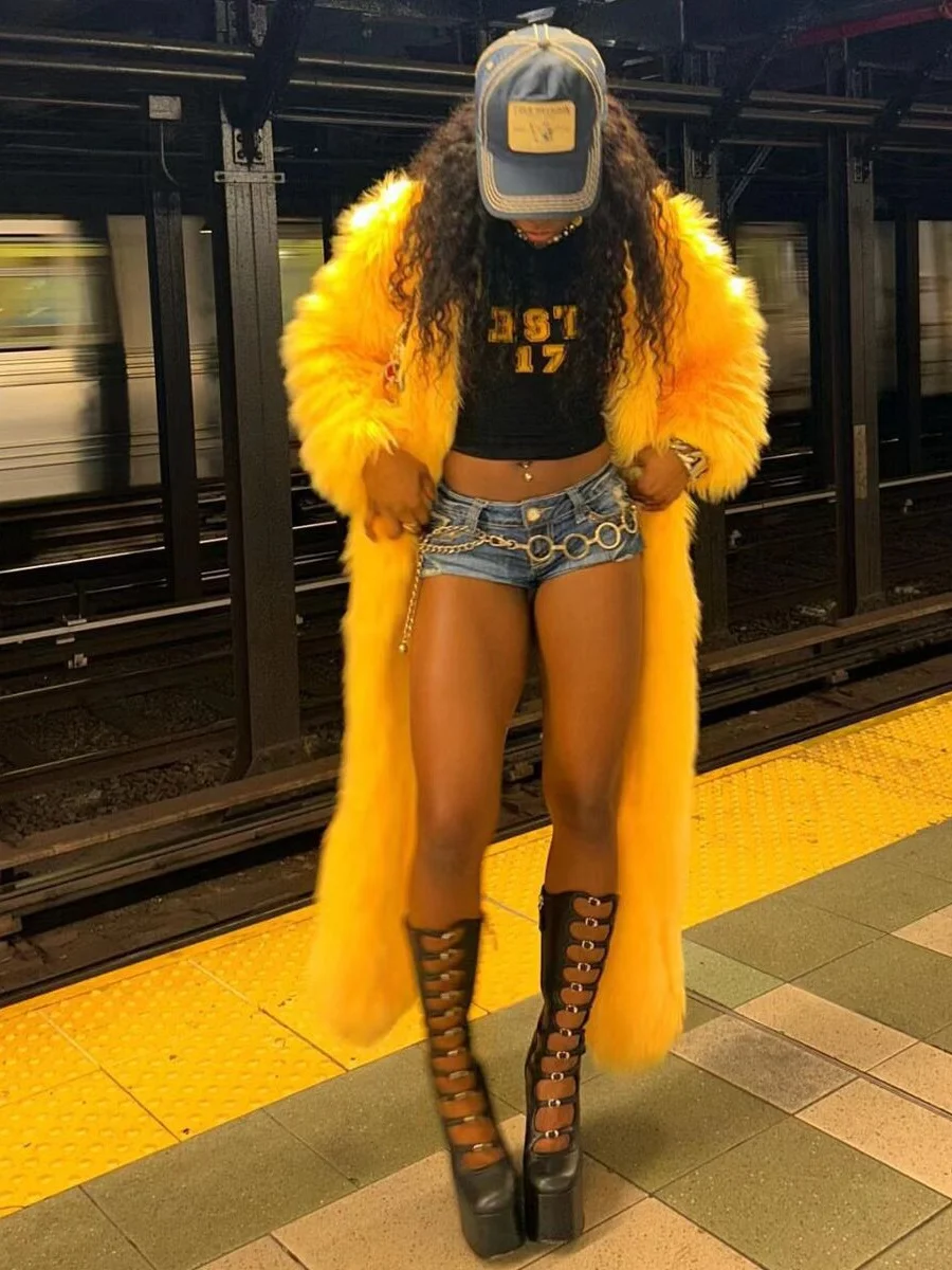 

Cutenew Coquette Furs Luxury Coat Women Warm Winter Hipster Irregular Hem Full Sleeve Wild Streetwear Fashion Basic Outwear