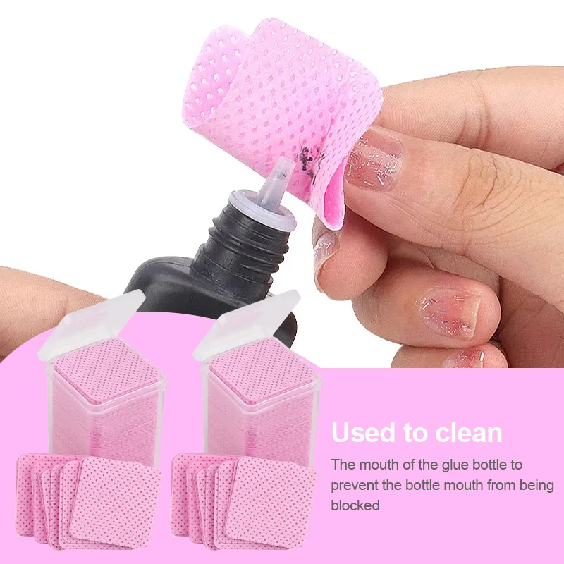 

200pcs Wipes Paper Cotton Eyelash Glue Remover Wipe Mouth Of The Glue Bottle Prevent Clogging Glue Cleaner Pads Lash Extension