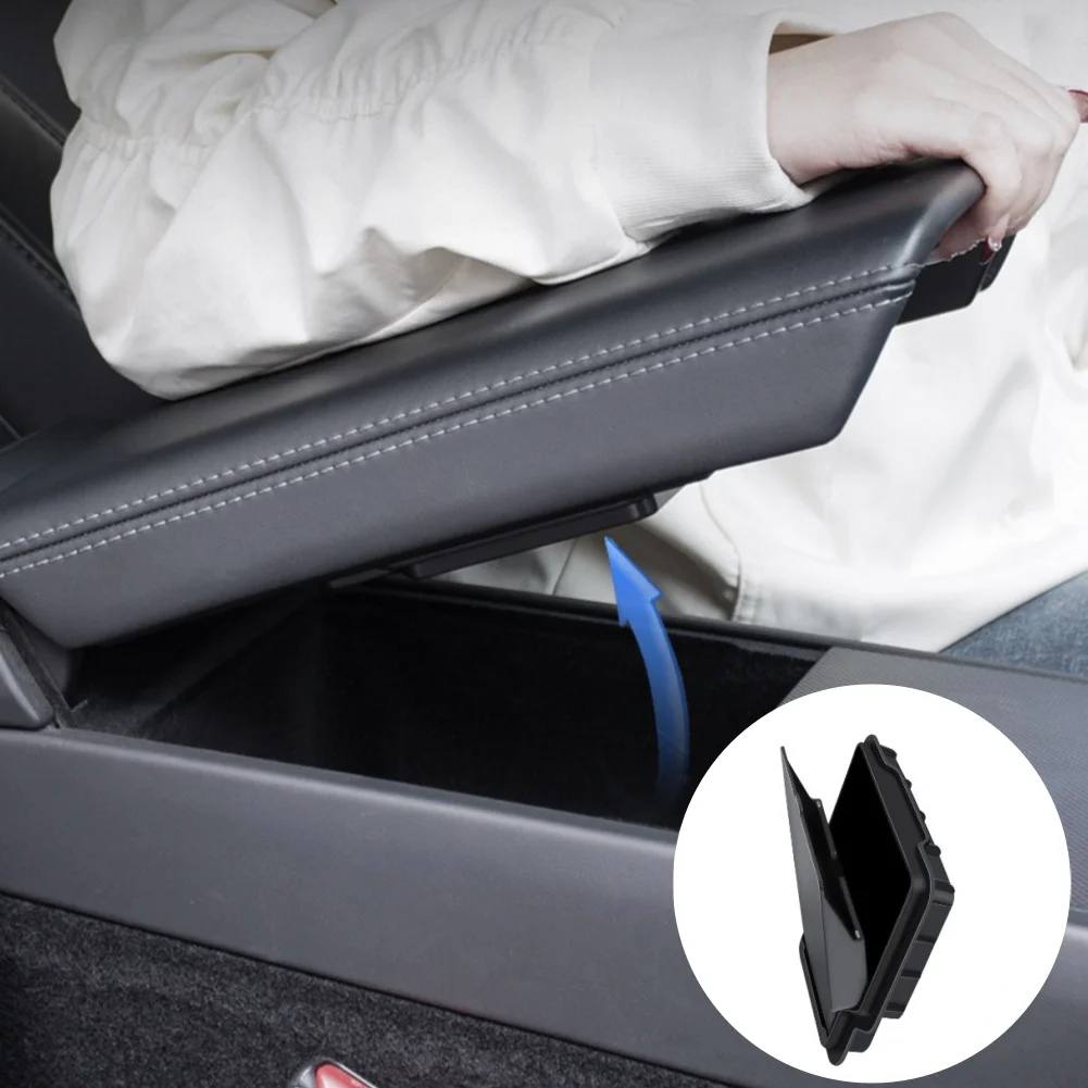 for custom Fit For TESLA For Model Y For Model 3 Center Console Armrest Box with Magnetic Closure and Plastic Build