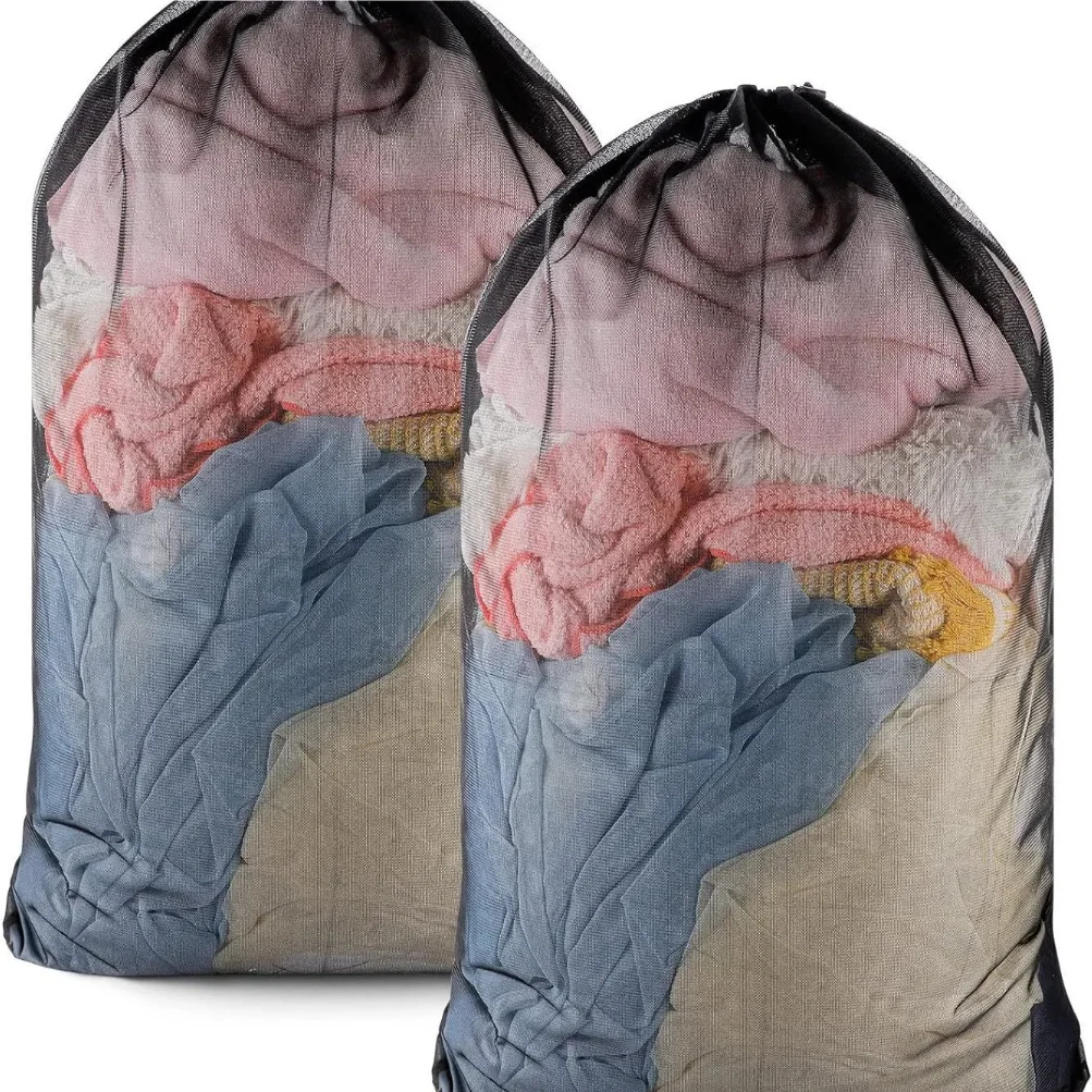 Large Size Laundry Mesh Bag Solid Color Drawstring Laundry Bag Anti-snagging Anti-deformation Mesh Clothes Washing Bag 60x90cm