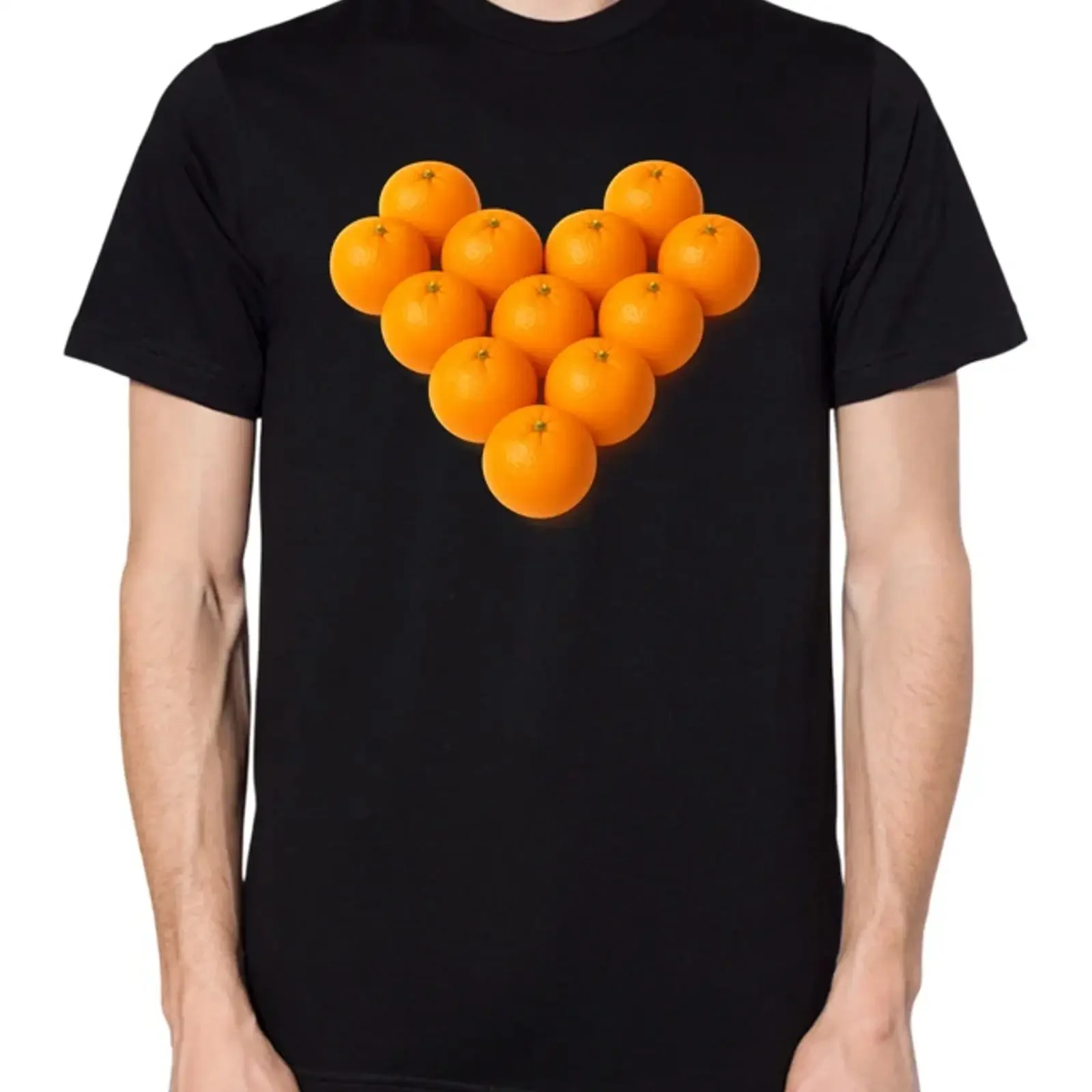 Orangen Liebe Herz Frucht T Shirt vintage Washed Stretched Breathable homme Stylish Casual Top For Everyday Wear fashion Unisex