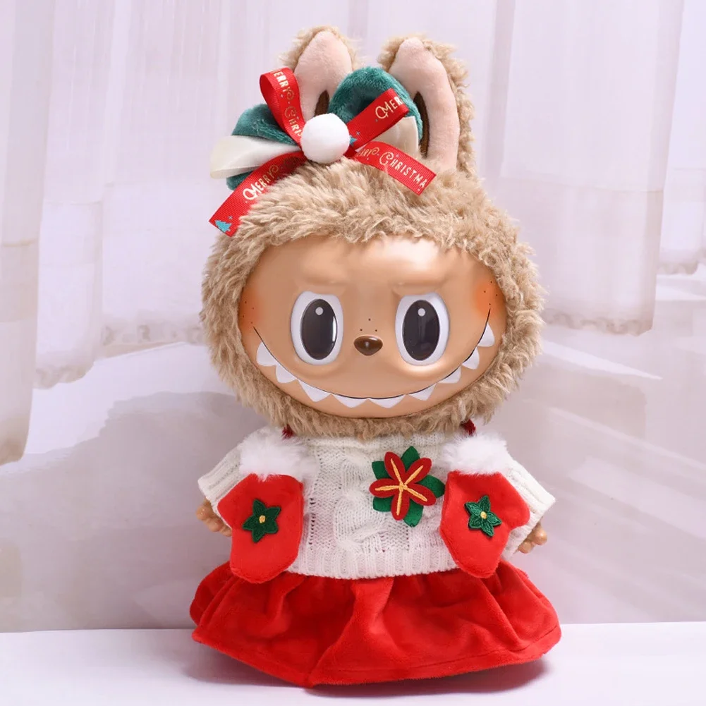 for MOKOKO doll red gloves white sweater set Clothing Gift For Korea Labubu Idol 38cm Plush Doll'S Clothes Outfit Accessories