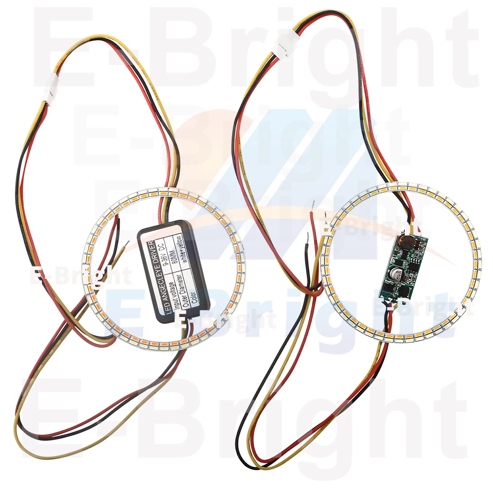 2PCS 24V 12V Angel Eyes Halo Rings 4014 LED Cars Headlight DRL Driving Light White Amber 60 70 80MM 90MM 95MM 100MM 110MM 120MM