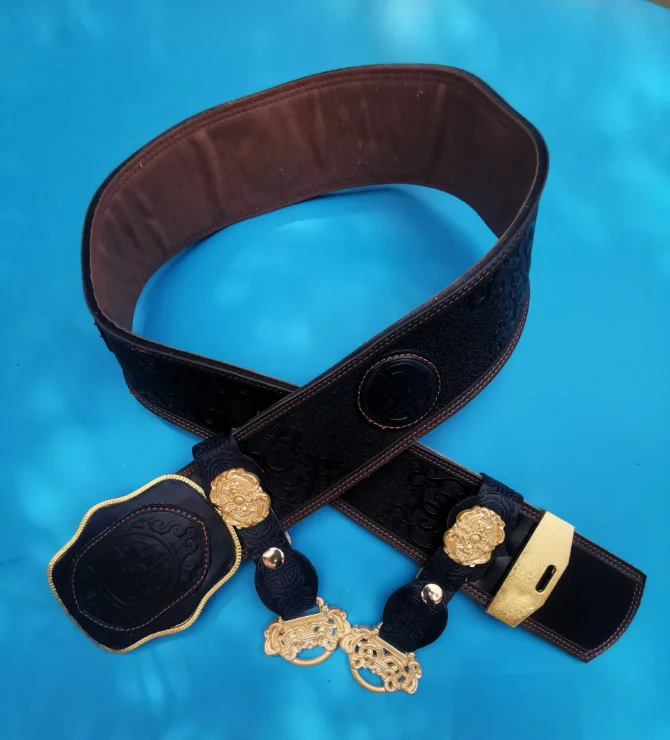 

Chinese Mongolian Belt Men's Pure Leather Belt Ethnic Dance Performance Accessories