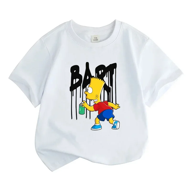 

Miniso 2025 Summer Leisure Daily Life Boys Girls Kids Clothes BART T Shirt RCasual White Short Sleeve Tshirt High-quality Tops