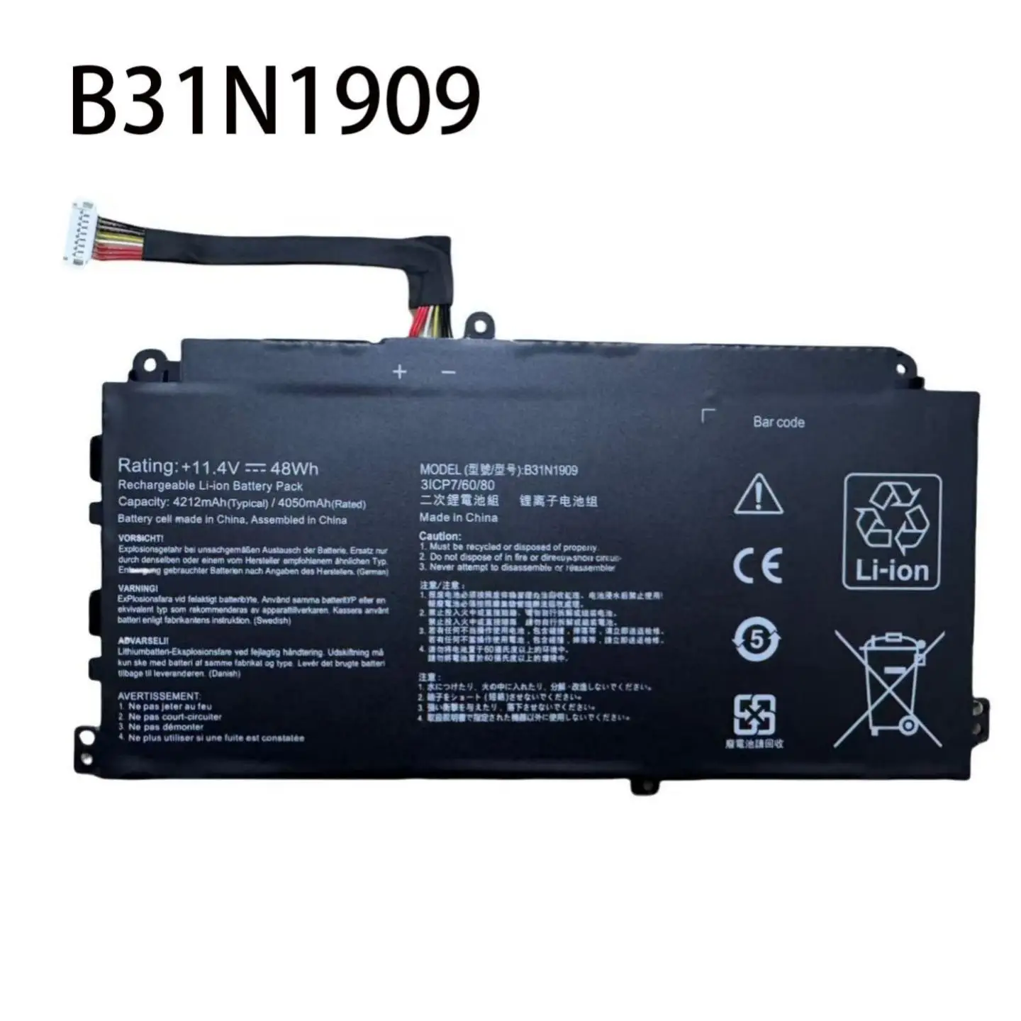 4050mAh 11.4V High quality For B31N1909 notebook battery ASUS B2402CBA
