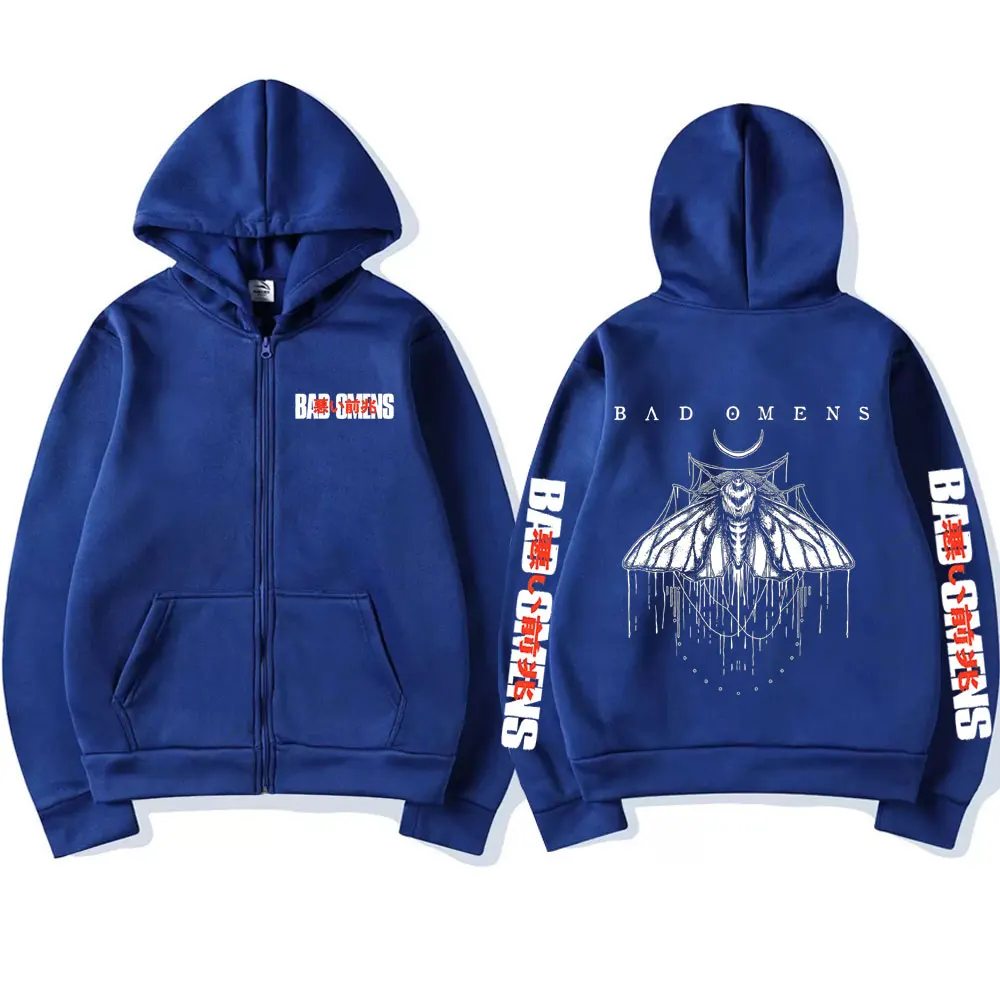 Bad Omens-Sudadera con capucha y cremallera para hombre, ropa de calle Vintage de gran tamaño, chaqueta gótica Rock Punk