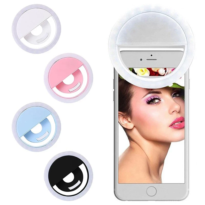 USB Charge LED Selfie Ring Light Fill Light Mobile Phone Flashes Lens Luminous Lamps Clip Rings Light for IPhone Xiaomi Huawei