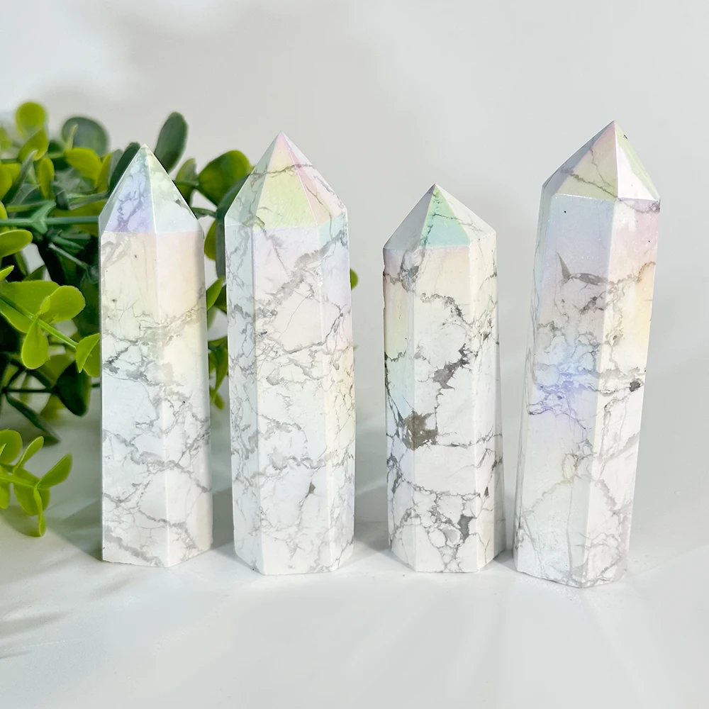 1PC5-10CM Natural Aura White Turquoise Point Crystal Ornament Wedding Favor Souvenir Rebirth Transform Symbolic Healing Gemstone