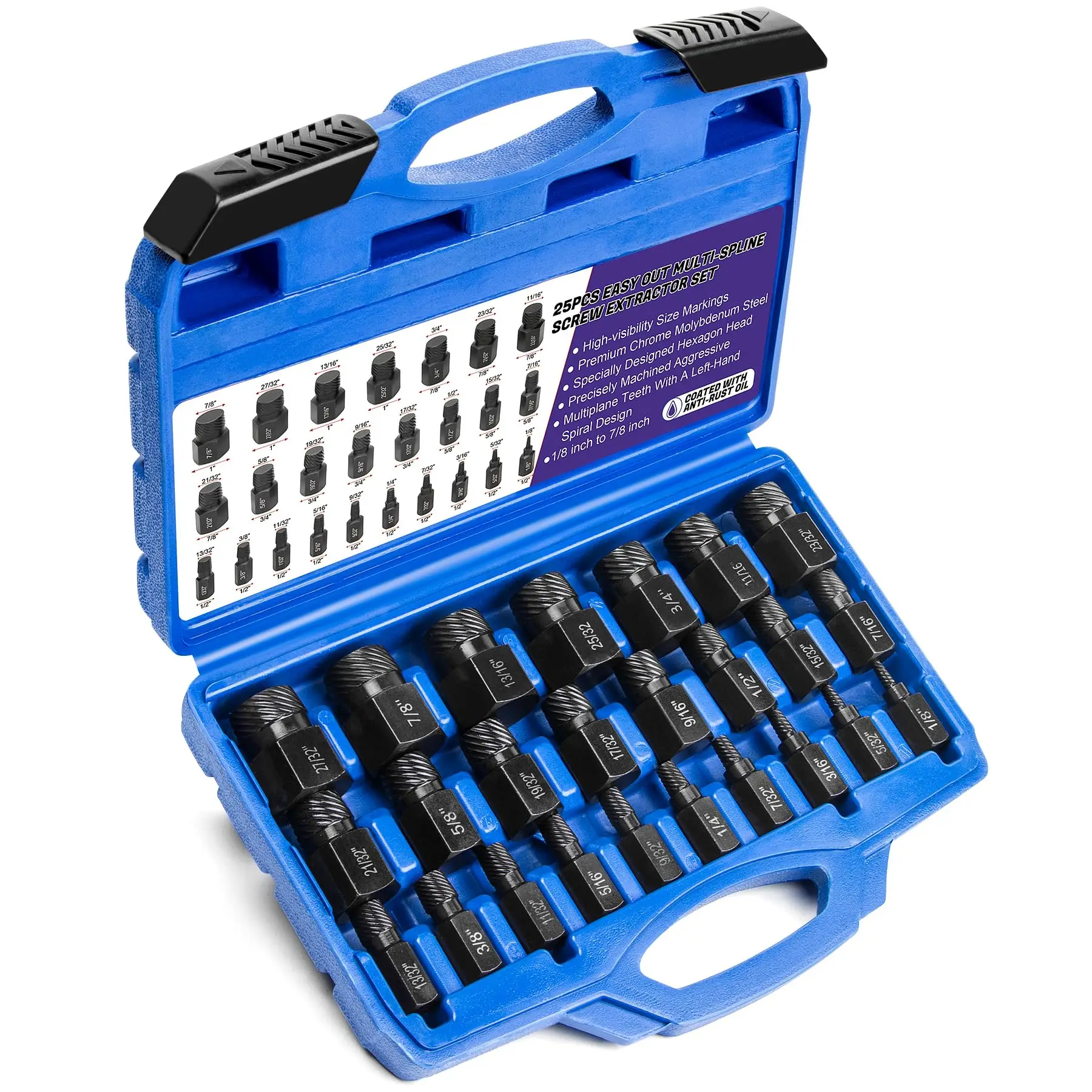 

25Pcs Easy Out Multi-Spline Screw Extractor Set for Emergency Repair with Non-Slip Grip Design Factory Price Wholesale