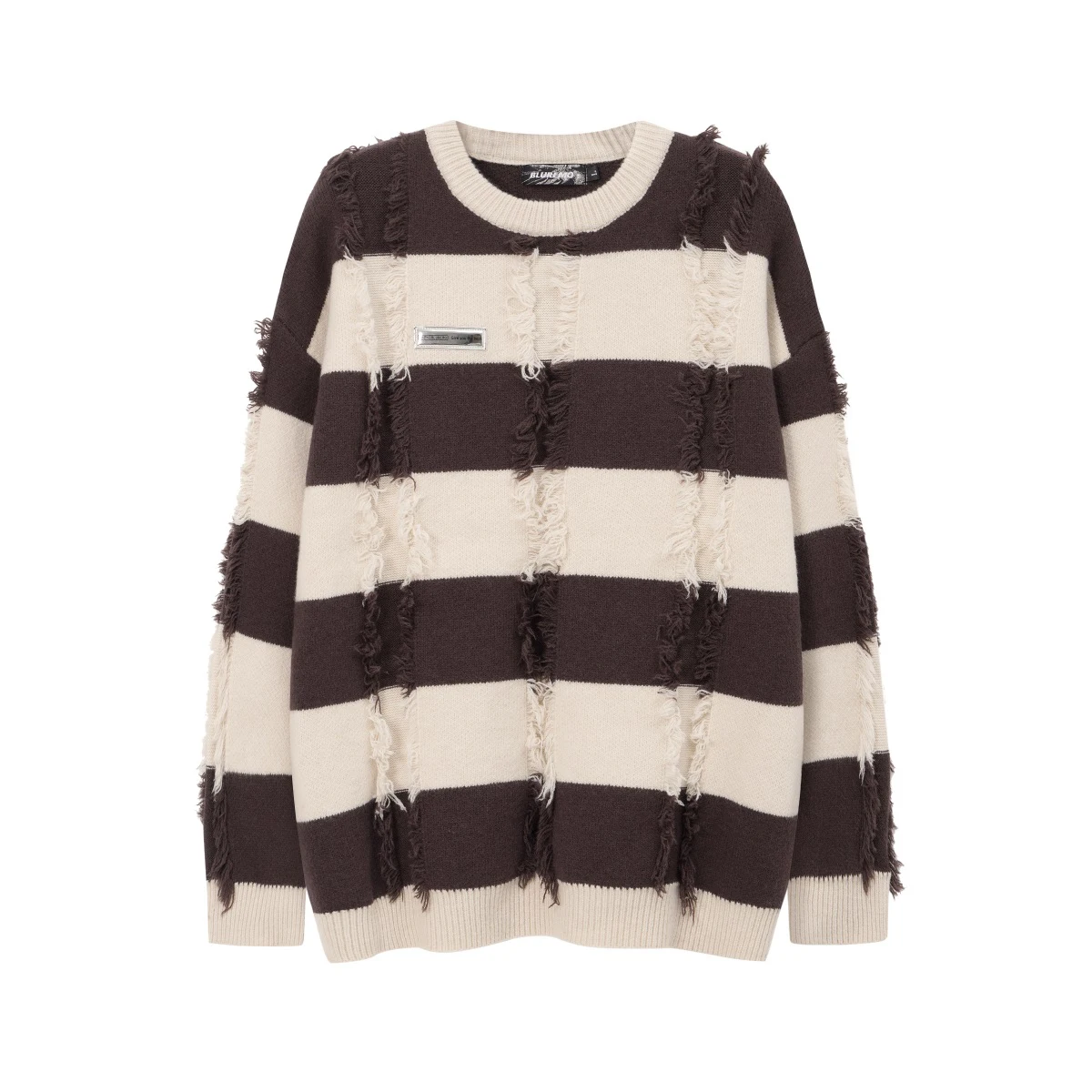 Contrast Color Twist Striped Pullover Men's and Women's Sweater Crew Neck Casual Fall Knitted Sweater Oversized Loose Wool Tops