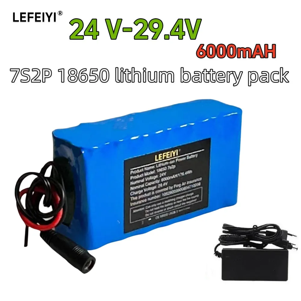 

24V 6.0Ah 7S2P 18650 lithium-ion rechargeable battery 29.4V 6000mAh electric motorcycle scooter with BMS self balancing scooter