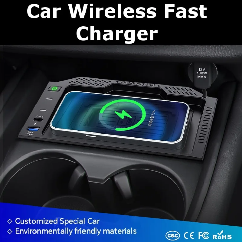 15W Car Wireless Charger QI Phone Charger Fast Phone Charging Pad Plate for Honda ZRV ZR-V HRV HR-V 2023 2024 Car Accessories