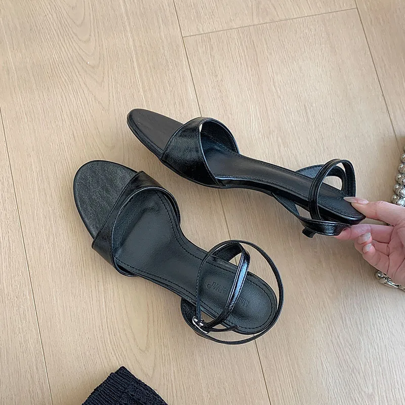 New 2026 Summer Women Low Heel Sandals Elegant Female Ankle Strap Footwear Fashion Peep Toe Dress Ladies Heeled Sandals Shoes - view 4