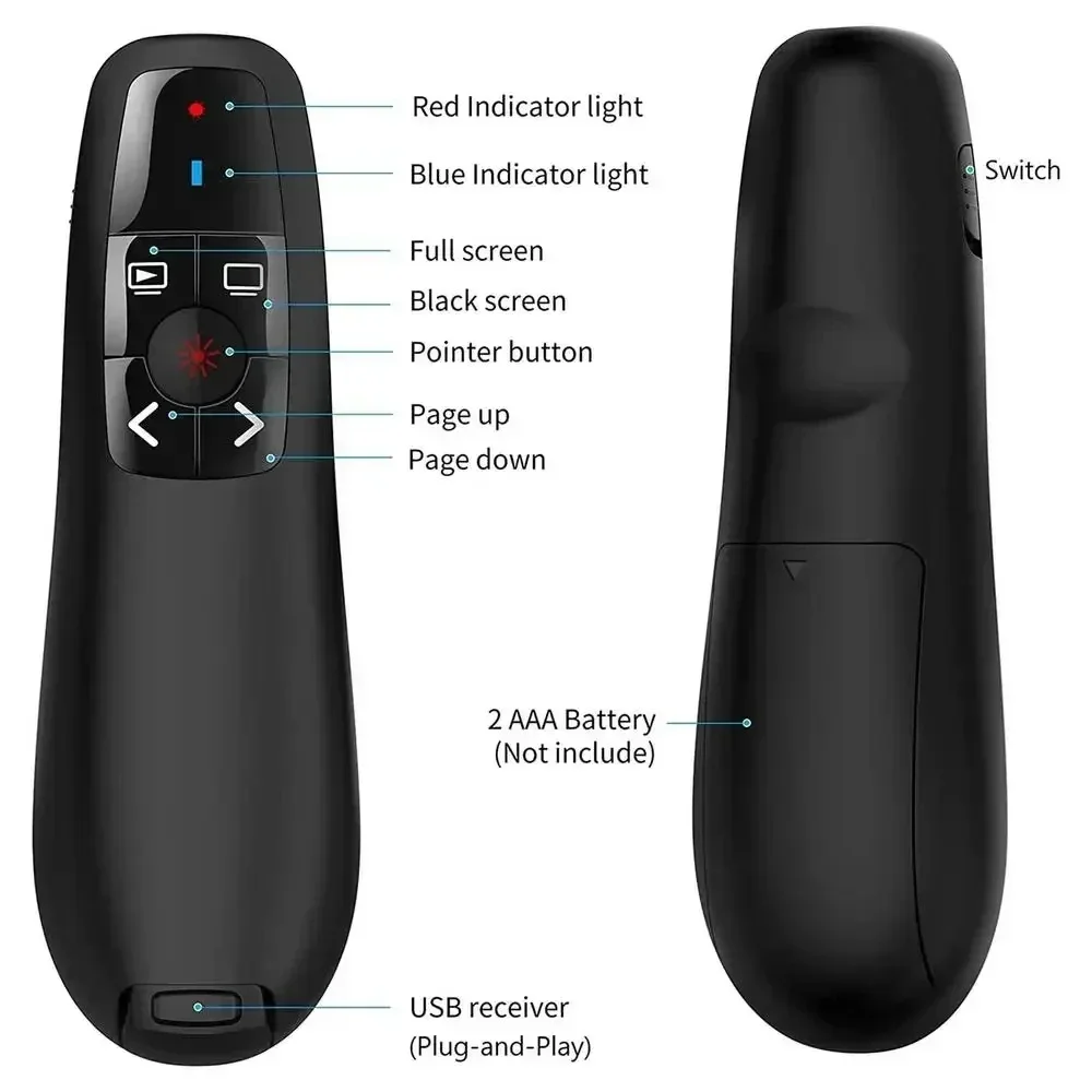 YY Powerpoint Pen Remote Control Wireless Smart Presentation Clicker Remote Control Presenter Pointer PPT Slide Advancer