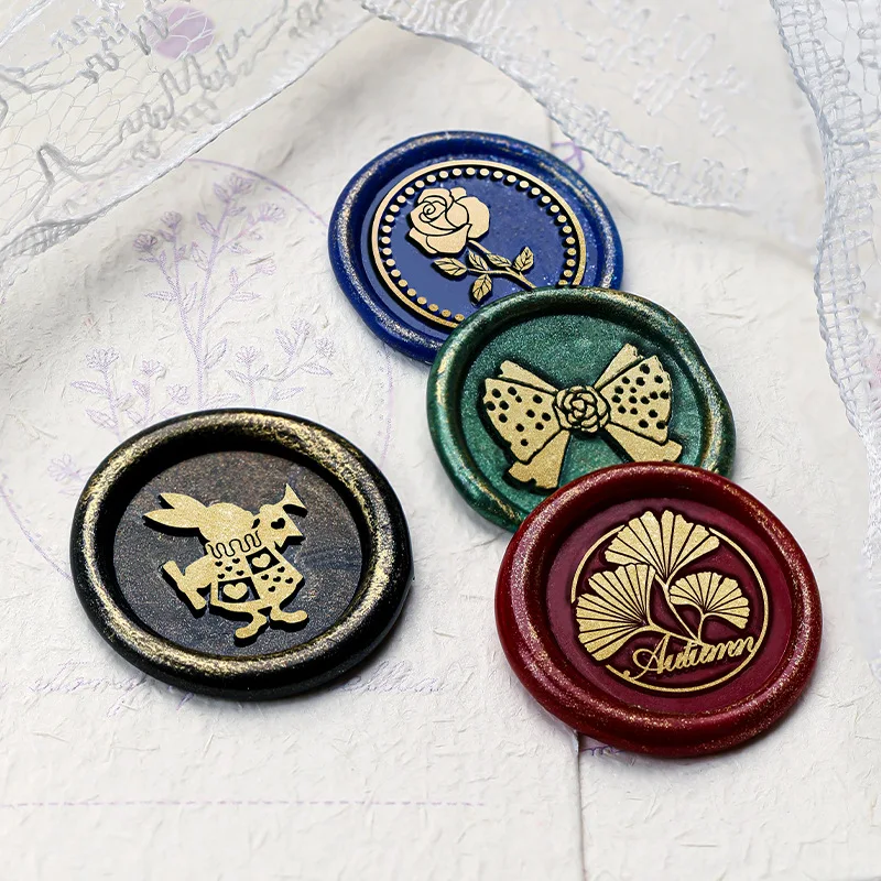 1pc Bow and Coffee Wax Seal Stamp 1.5cm Mini Laser Engraving Brass Head Beautifully Crafted Wax Stamp Suitable For Envelope Post