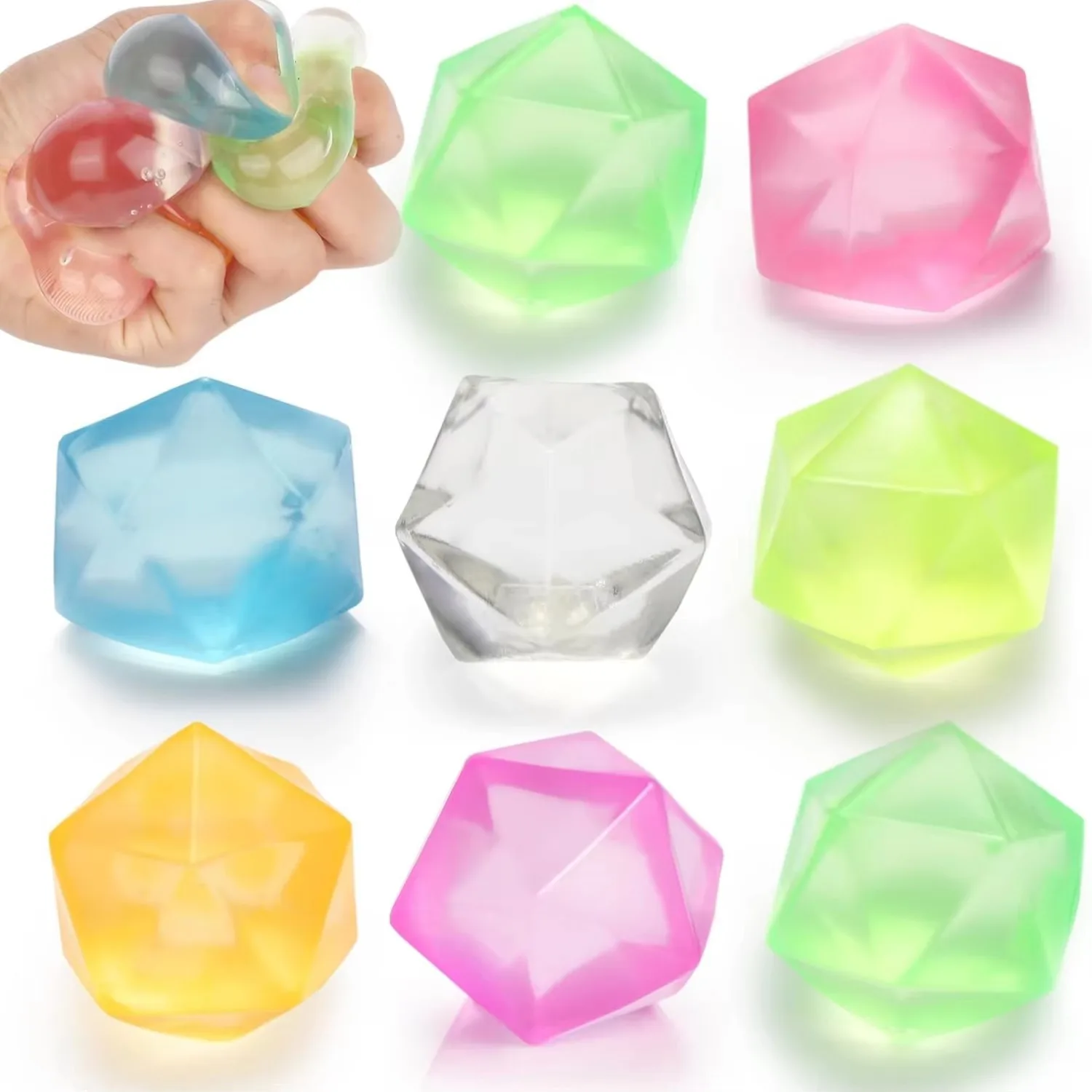 Juguetes para apretar de 4 tamaños, cubitos de hielo para aliviar el estrés, juguetes sensoriales blandos para la ansiedad, recuerdos de fiesta para niños y adultos