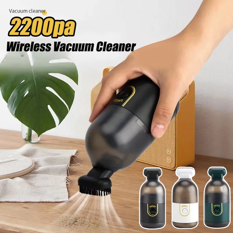 Portable Wireless Vacuum Cleaner 2200PA Desktop Cleaning Machine Powerful Car Cleaner HandHeld Office Home Mini Capsule Hoovers