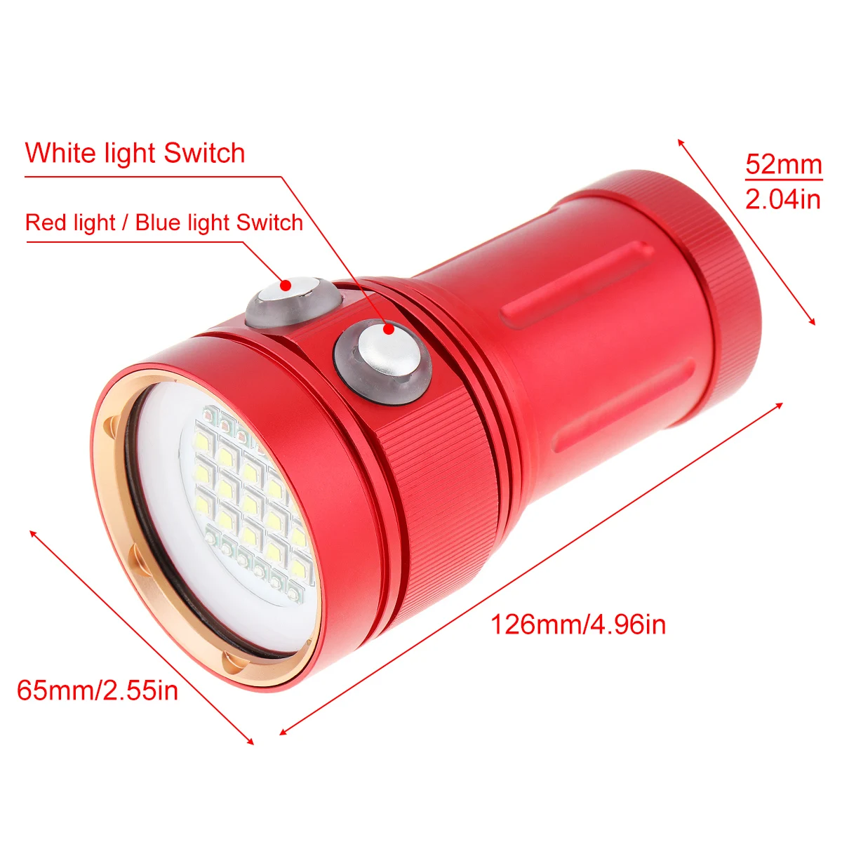 Professional Diving Light Underwater Diving Flashlight Red 100m 150W 8000LM LED Photography Video Dive Torch Flashlight Lamp